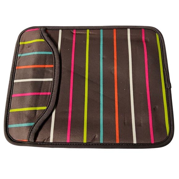 Studio C Tablet Sleeve 8.5x10.5 Brown stripped Neoprene - Picture 1 of 8